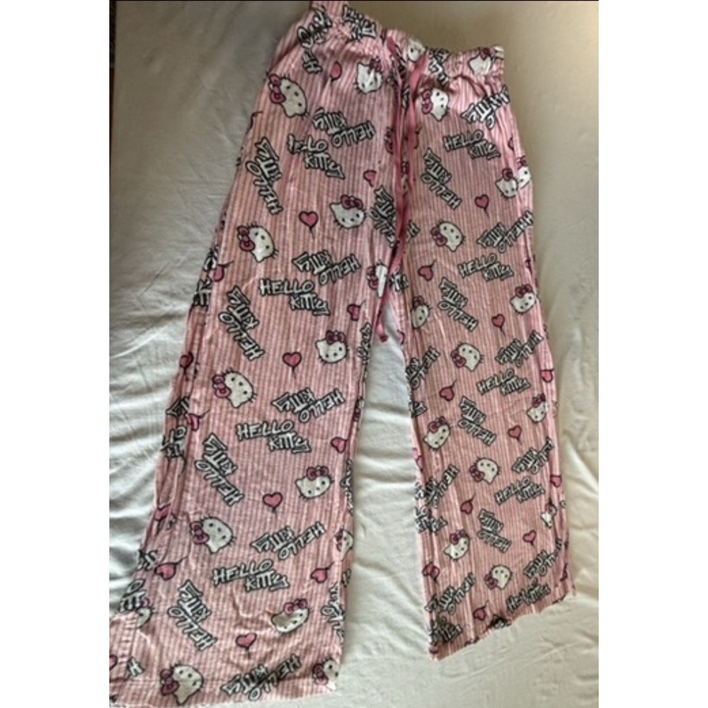 Hello Kitty x Forever 21 Fleece Pajama Pants Pink Striped Sanrio Women’s Small